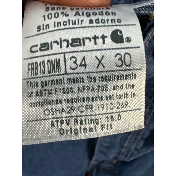 Carhartt Men's Original Fit Straight Leg Work Jeans Pockets Blue Size 34X30north - Picture 7 of 8